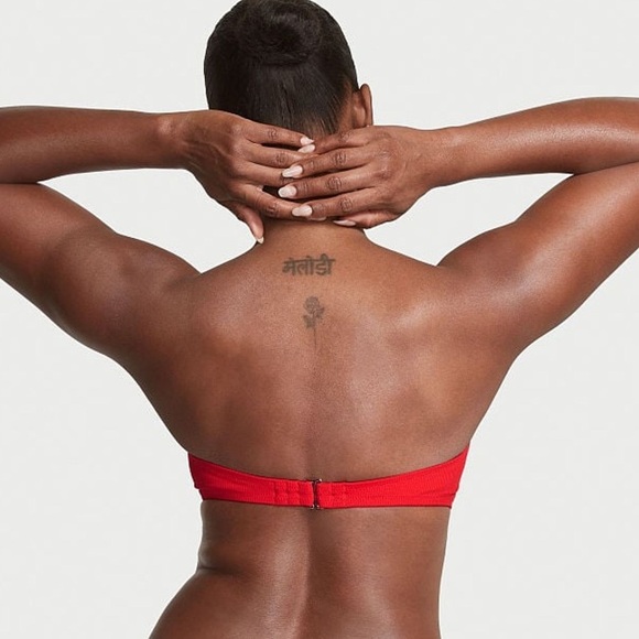 Victoria’s Secret Mallorca Twist Front Red Ribbed Bandeau Bikini Top Size 34D - Picture 3 of 14